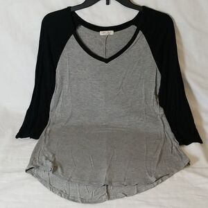 Ultra Flirt Asymetrical Baseball Style Black and Gray‎ Shirt Size M